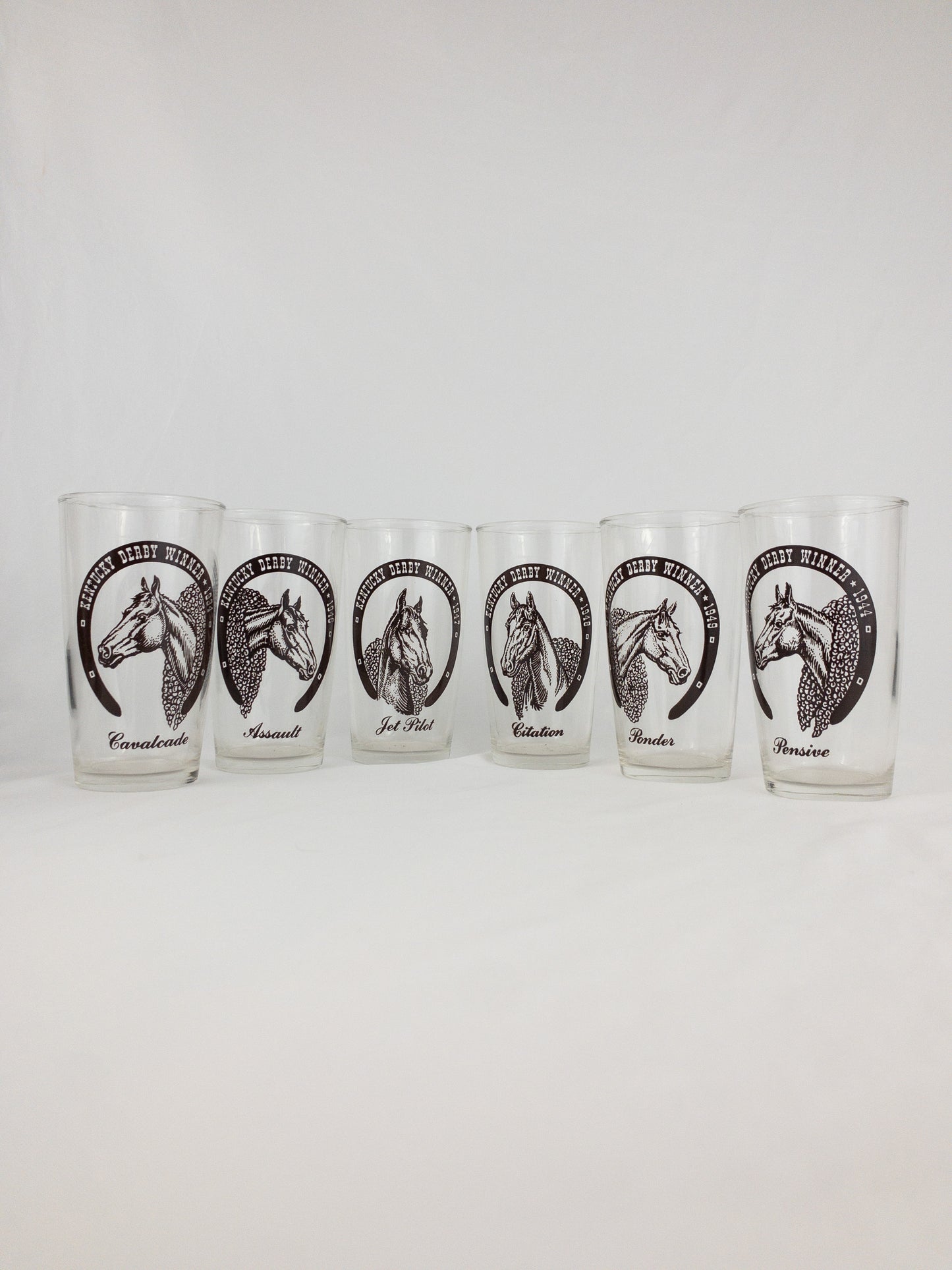 Kentucky Derby Winners Glasses | Set of 6