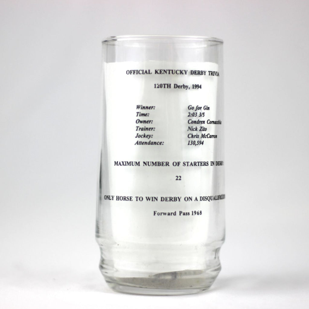 1995 Kentucky Derby 121 Trivia Beer Glass