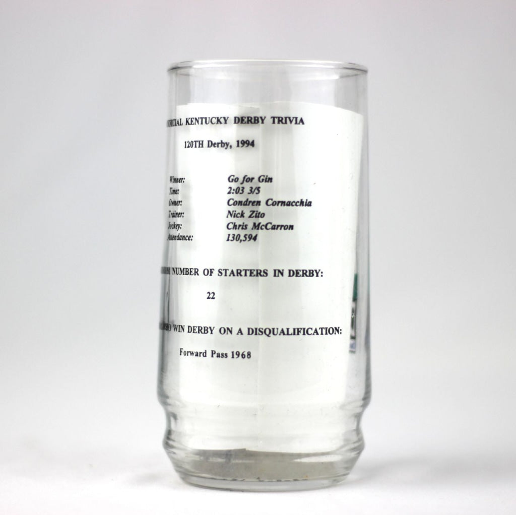 1995 Kentucky Derby 121 Trivia Beer Glass